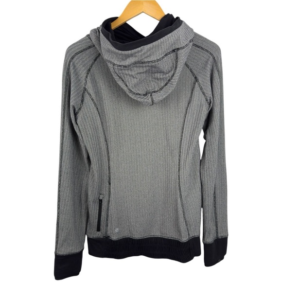 Lululemon Think Fast Hoodie Heathered Herringbone Silver Spoon Black Size 8 - Picture 7 of 14